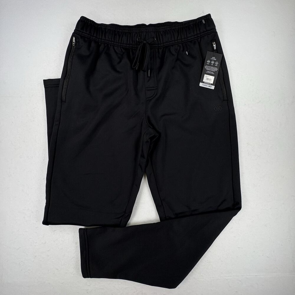 LEG3ND Sweatpants Mens Medium Black Fleece Lined Joggers Zip Pockets Winter